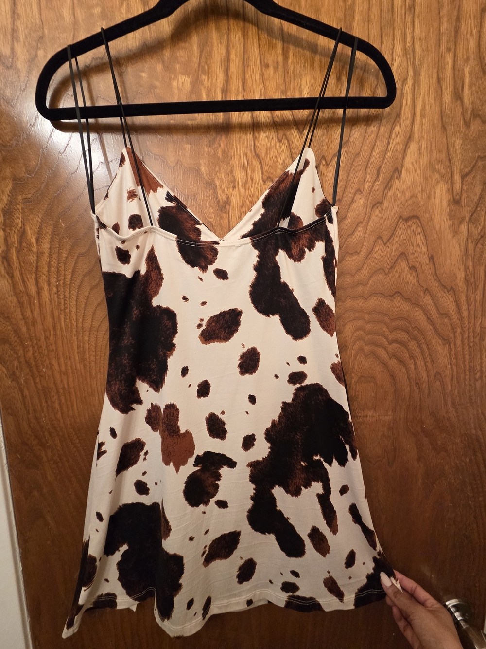 Windsor Brown and White Cow Print Mini Slip Dress - Picture 3 of 5